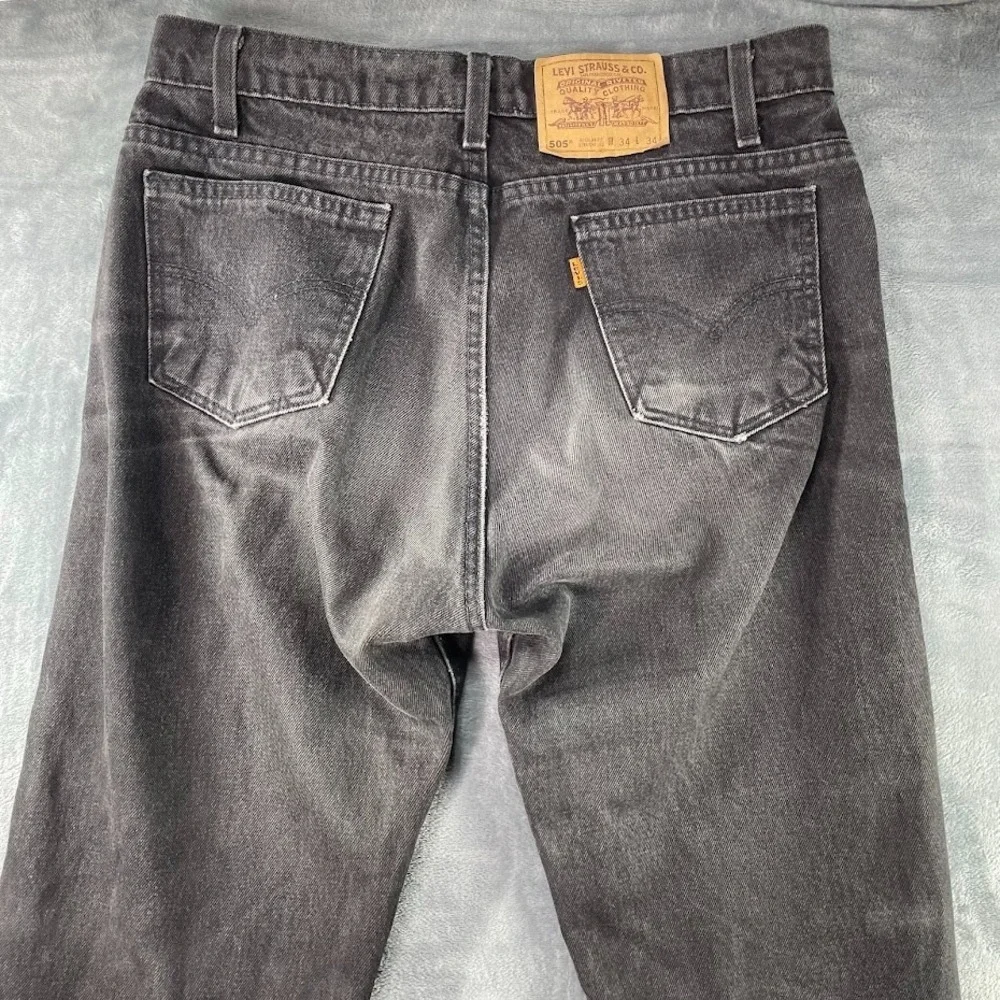 Vintage Levis 505 Orange Tab Jeans Mens 34x34 Black Made in USA 1995 Straight